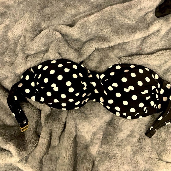 POLKA DOT CLIP ON BANDEAU SWIM TOP - Picture 2 of 3
